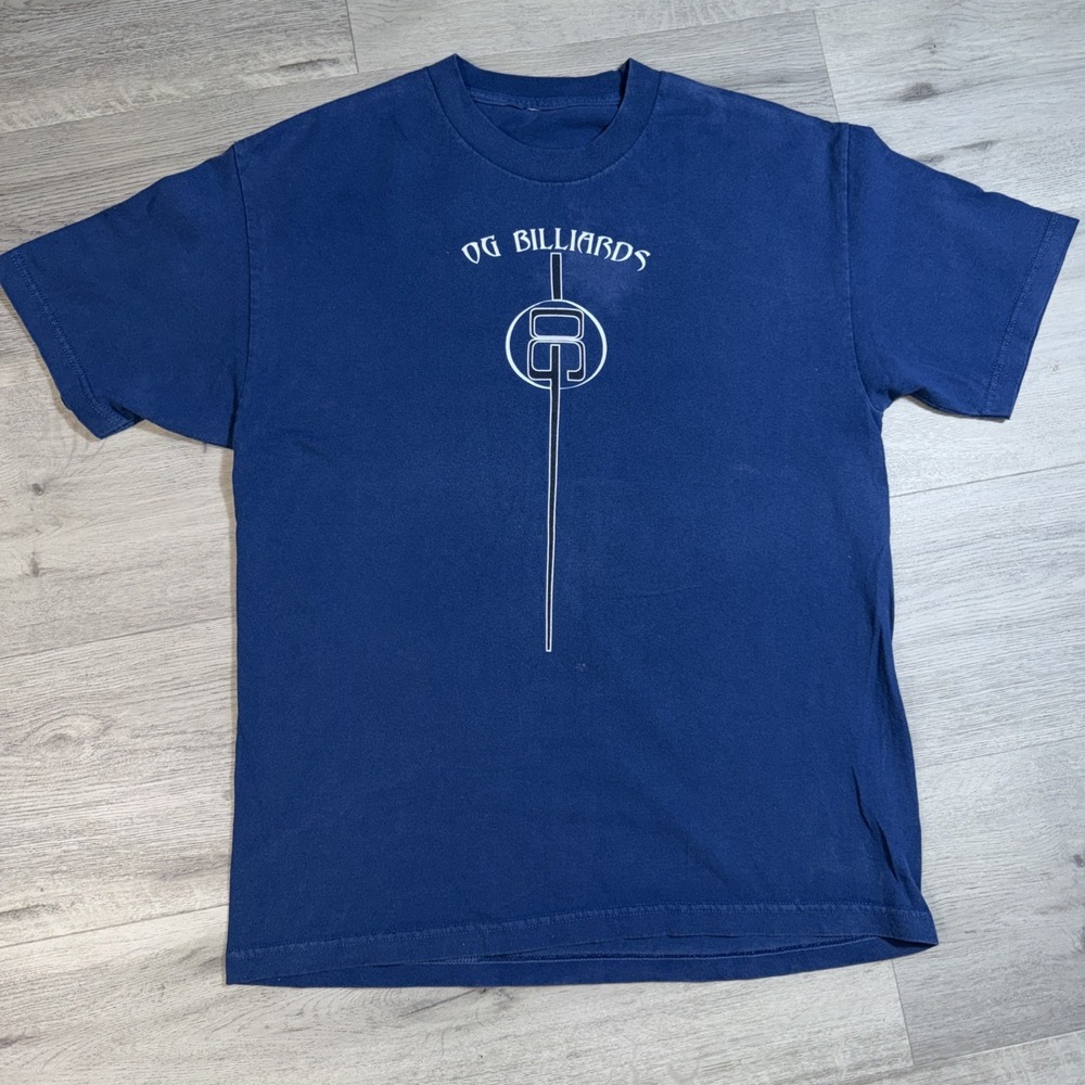 Vintage Y2K OG Billiards Graphic‎ T Shirt Navy Pool Hall Skull Tee Large